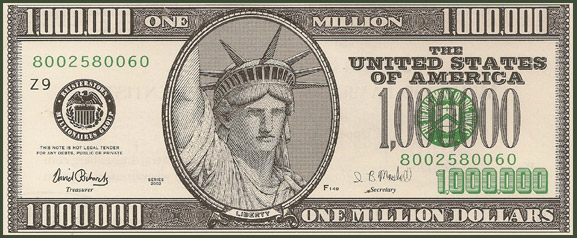 Large face million dollar bill